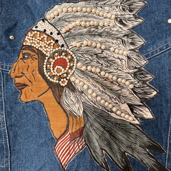 JouJou Indian Southwest Embroidered Beaded Embellished Denim Woman’s Jacket - Picture 11 of 11